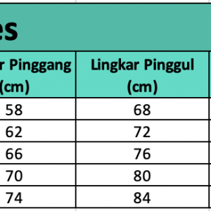 Size chart Lisa — Skort Serut