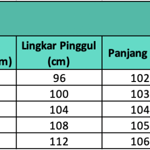 Size chart Yoni — Celana Flare Olahraga
